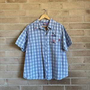 Disney Eeyore blue plaid button up shirt